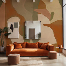 Abstract Mex Orange New Primitivism Mural by Tres Tintas