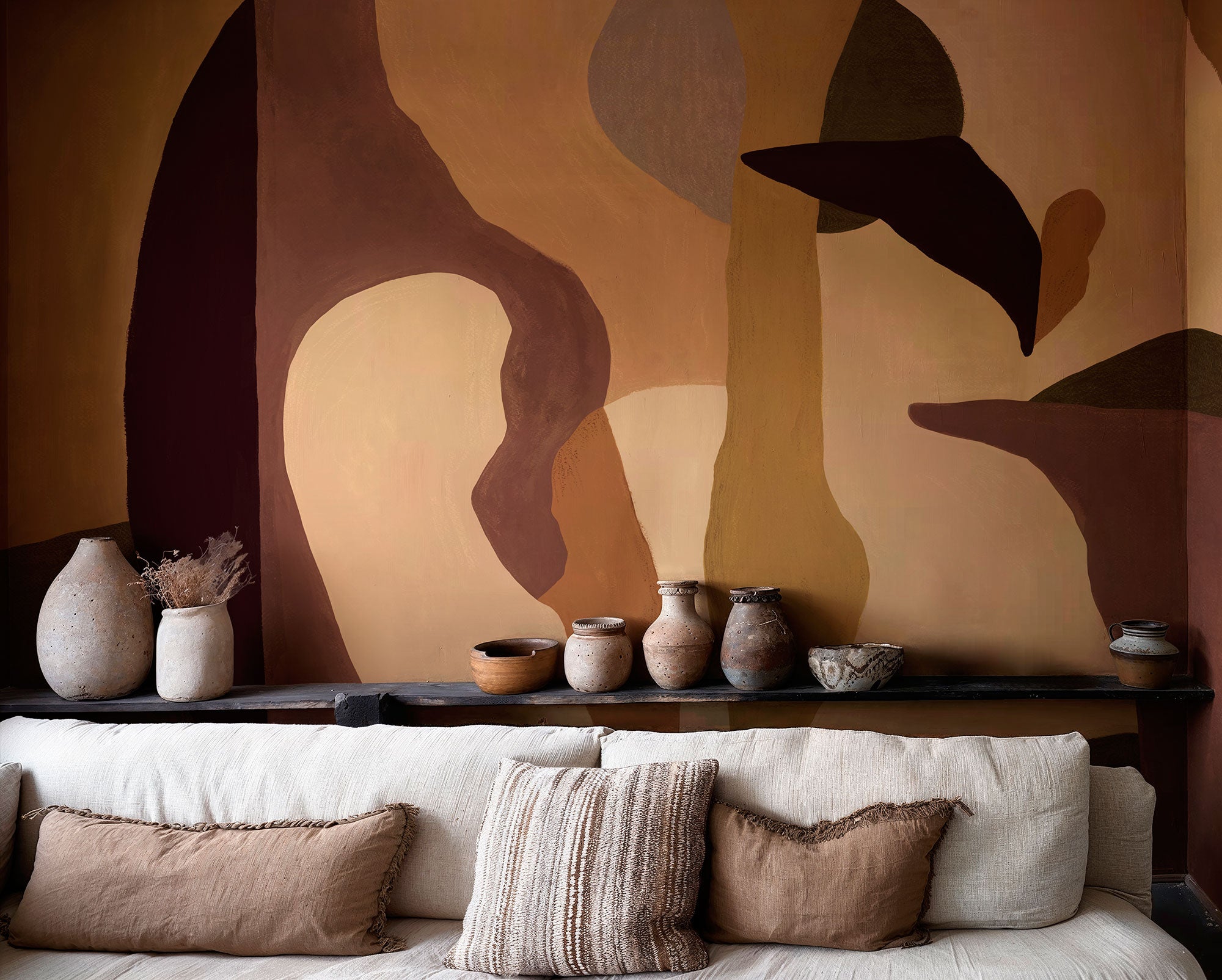 Abstract Mex Purple New Primitivism Mural by Tres Tintas