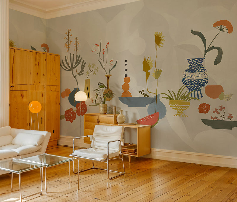 Centrepiece Composition Blue New Primitivism Mural by Tres Tintas