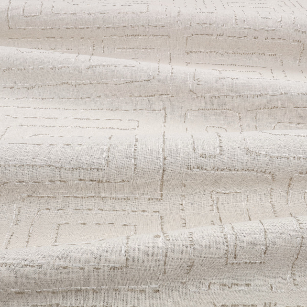 Kuba Embroidery White Sand