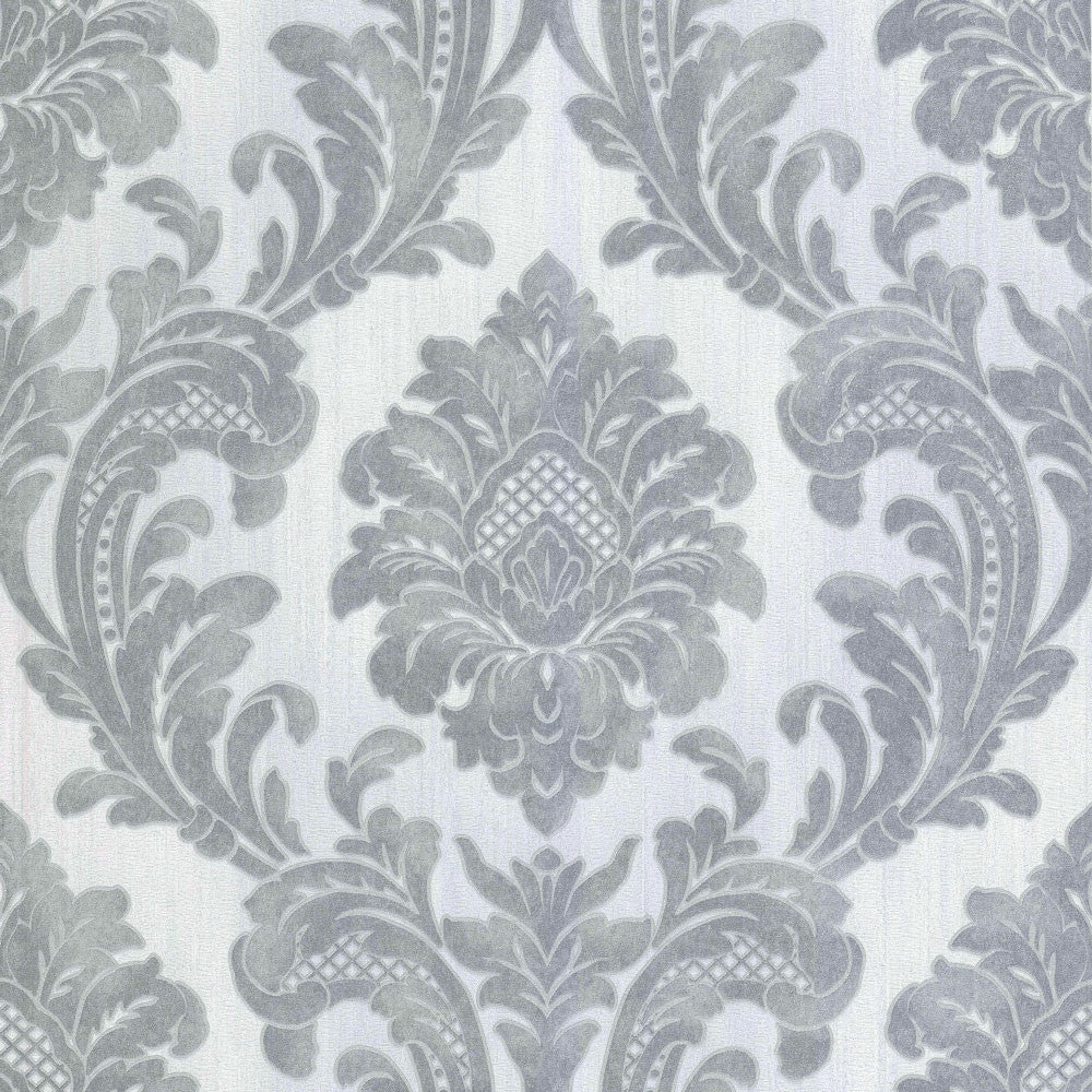 M95585 Milano Damask Silver Wallpaper by Fine DŽcor