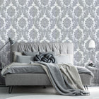 M95585 Milano Damask Silver Wallpaper by Fine DŽcor
