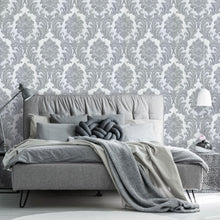 M95585 Milano Damask Silver Wallpaper by Fine DŽcor