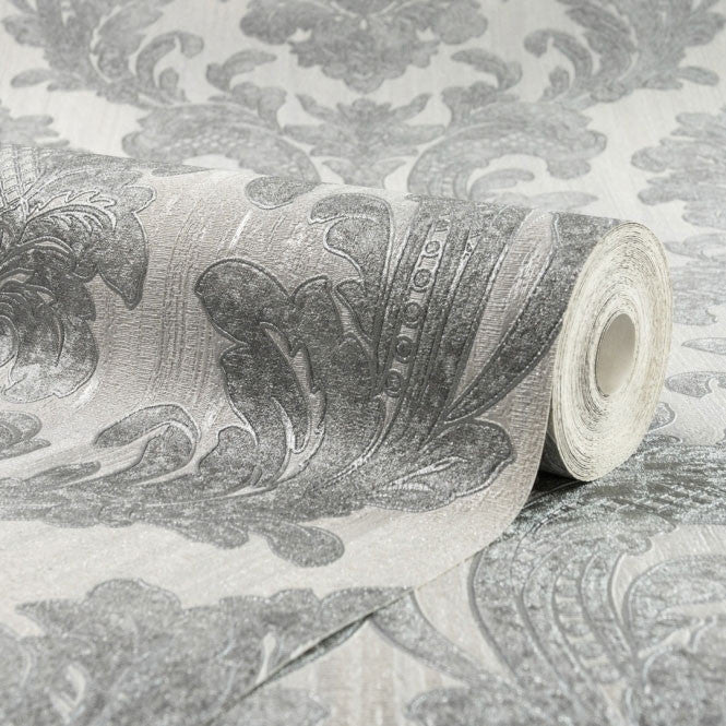 M95585 Milano Damask Silver Wallpaper by Fine DŽcor
