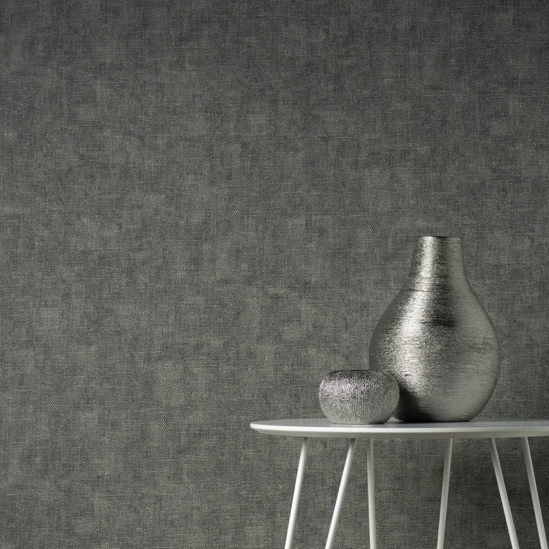 M95615 Hessian Charcoal Vymura Milano Wallpaper by Fine Decor