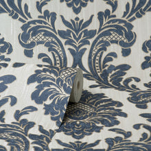M95622 Milano Vymura Damask Blue Wallpaper by Fine DŽcor