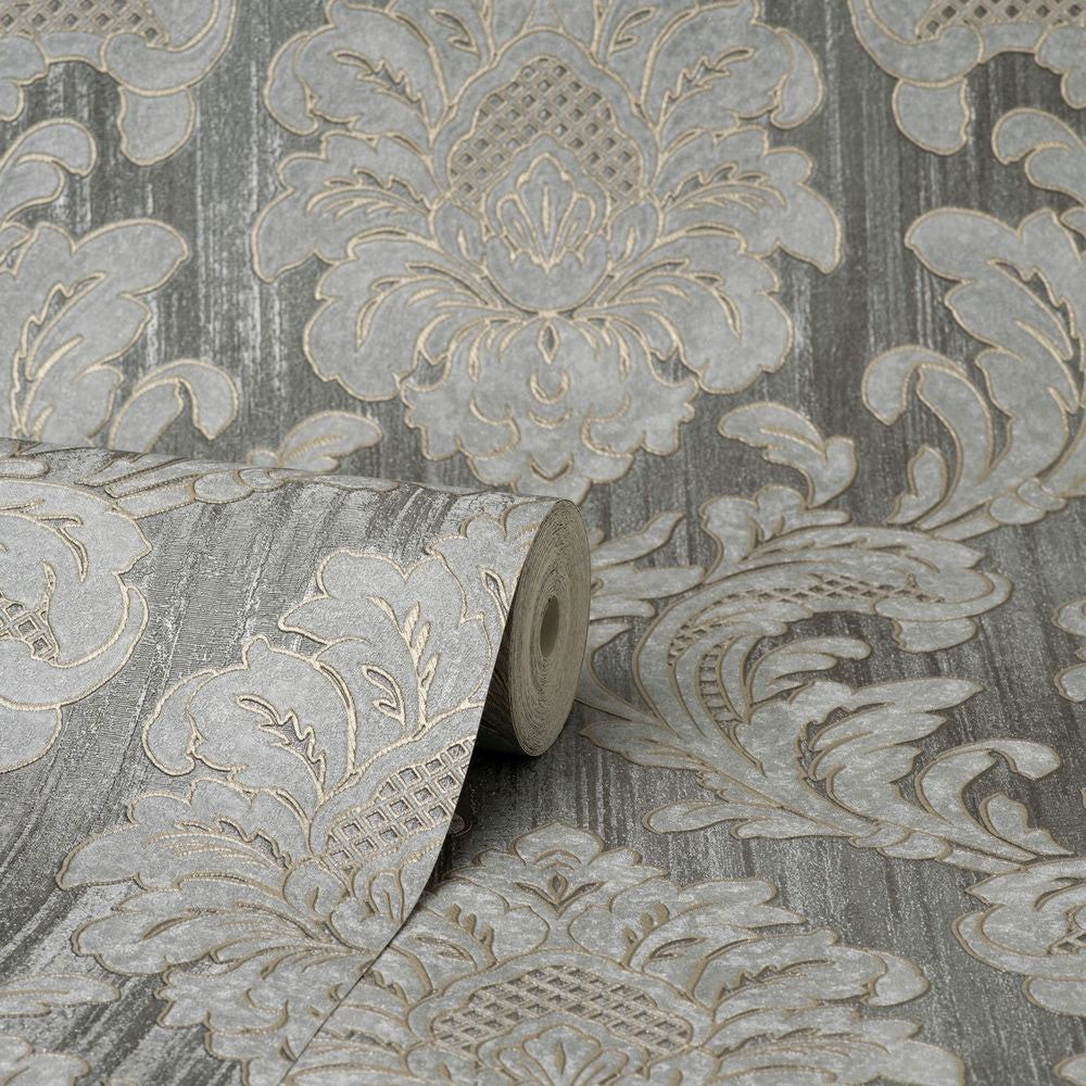 M95623 Milano Vymura Damask Grey Wallpaper by Fine DŽcor