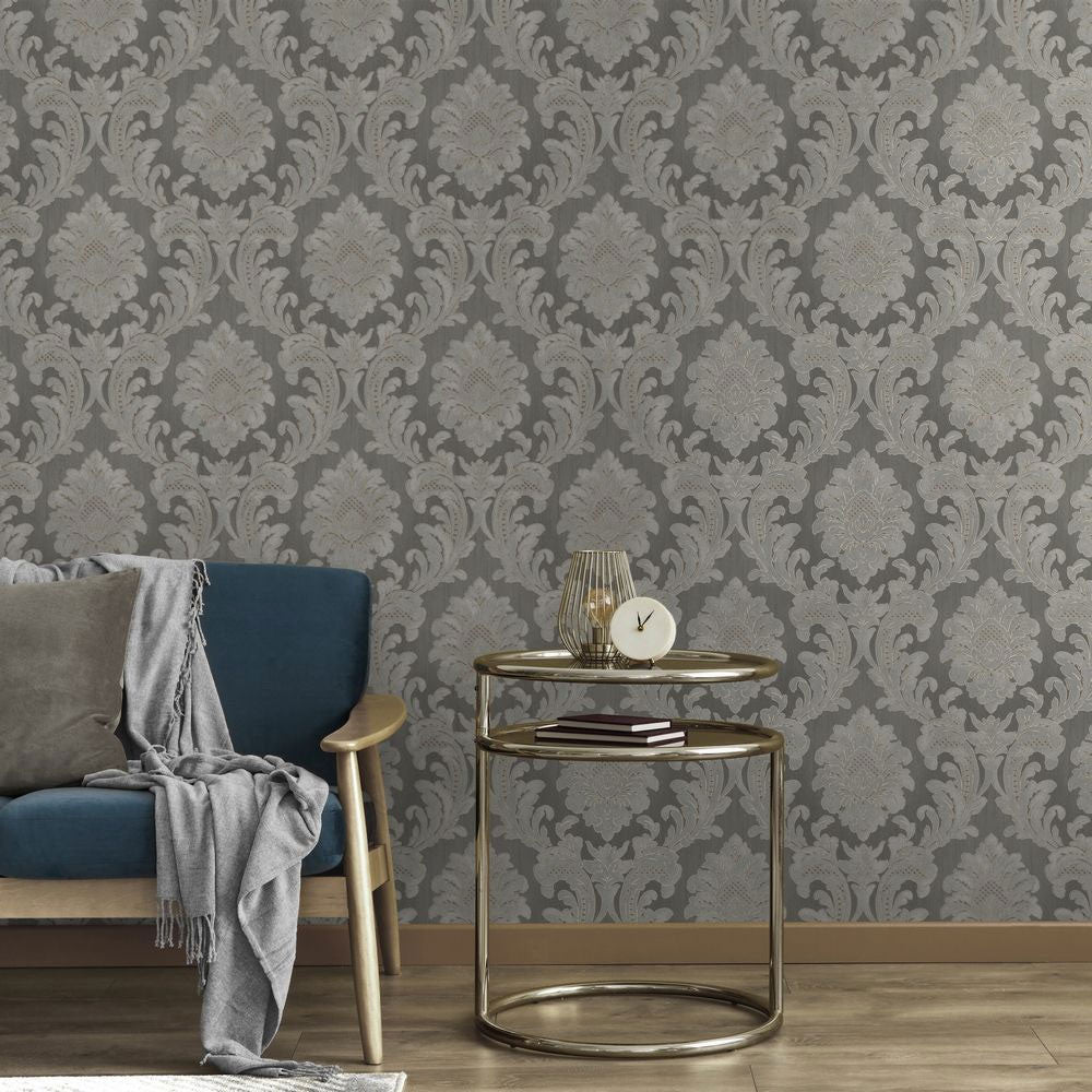 M95623 Milano Vymura Damask Grey Wallpaper by Fine DŽcor