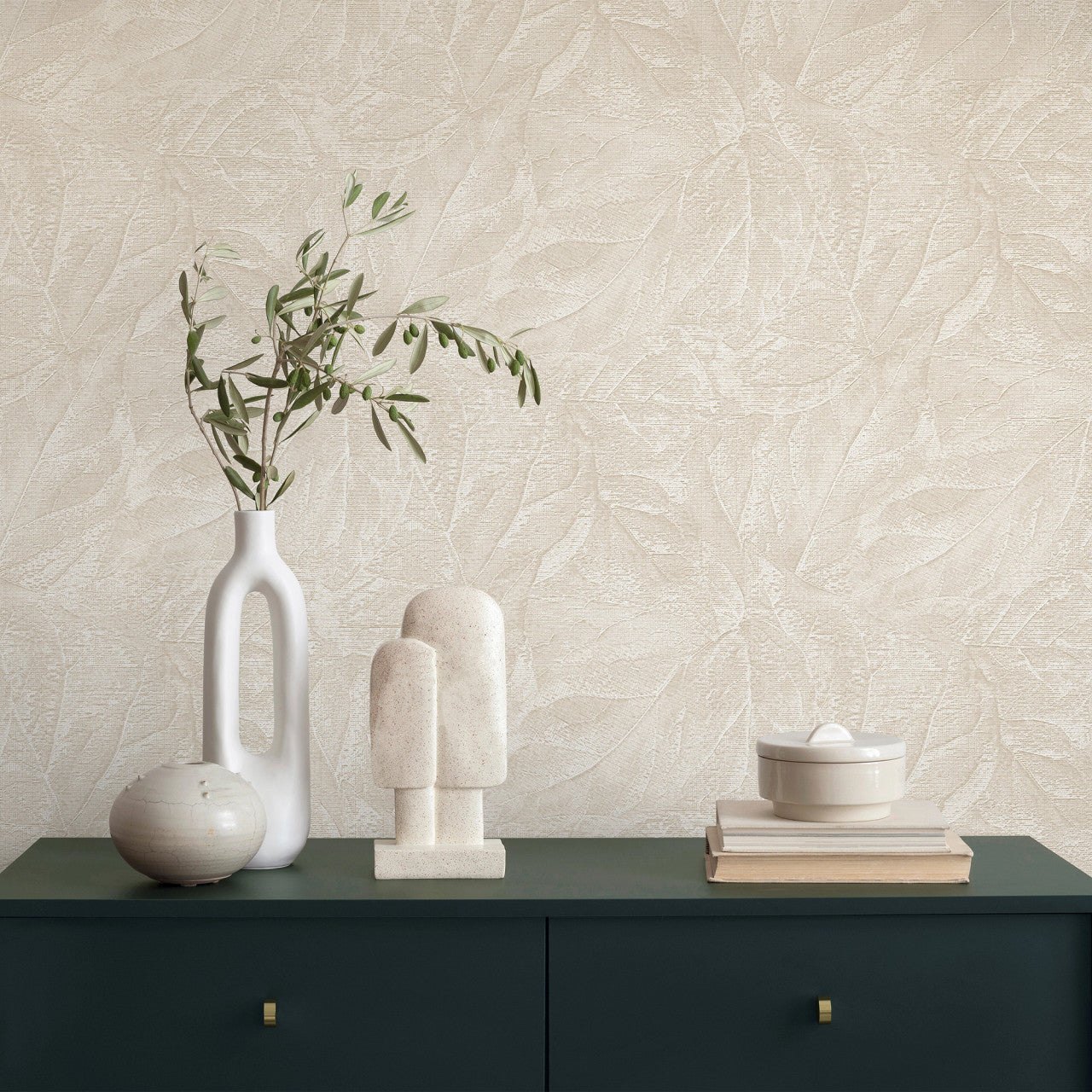 M95662 Aspen Leaf Natural Vymura Wallpaper by Fine Decor