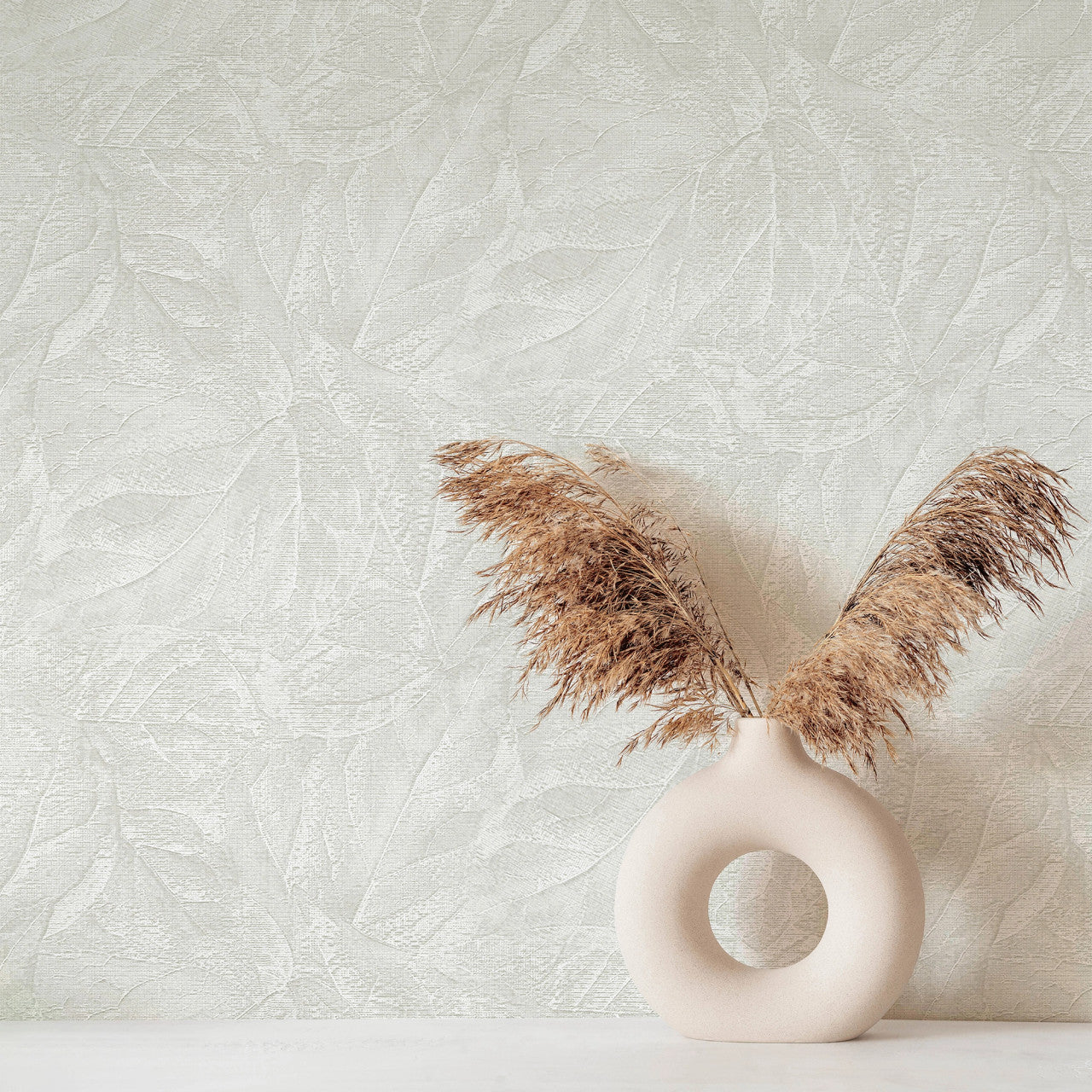 M95664 Aspen Leaf Soft White Vymura Wallpaper by Fine Decor