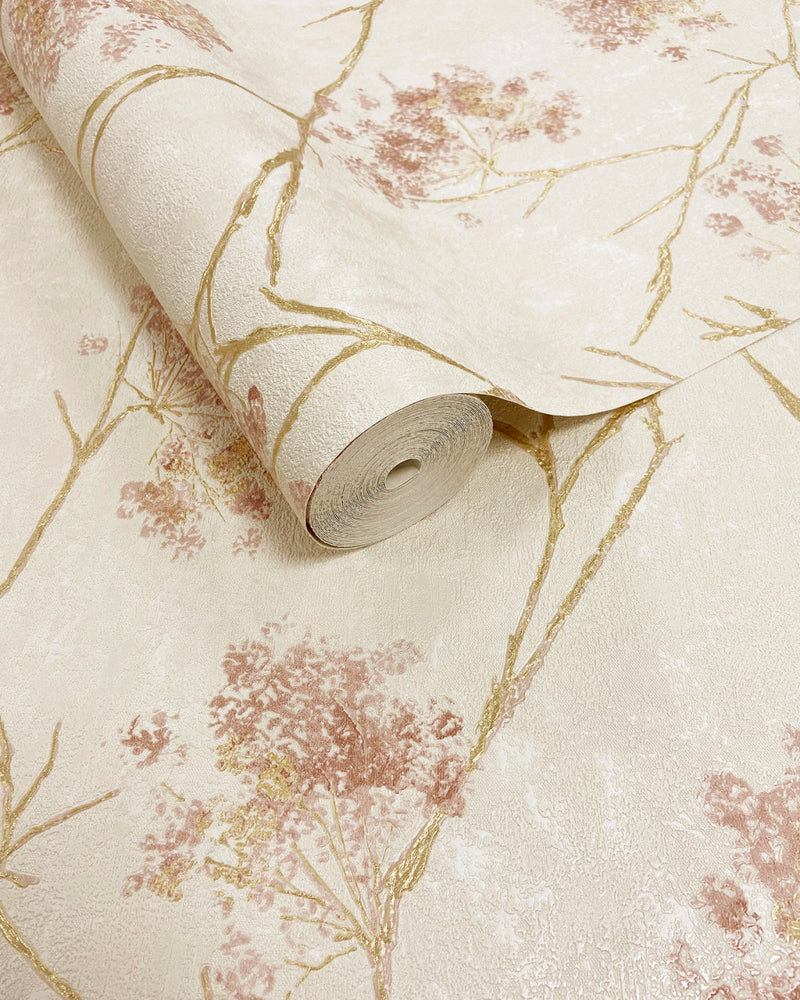 M95670 Sofia Sprig Blush Vymura Wallpaper by Fine Decor