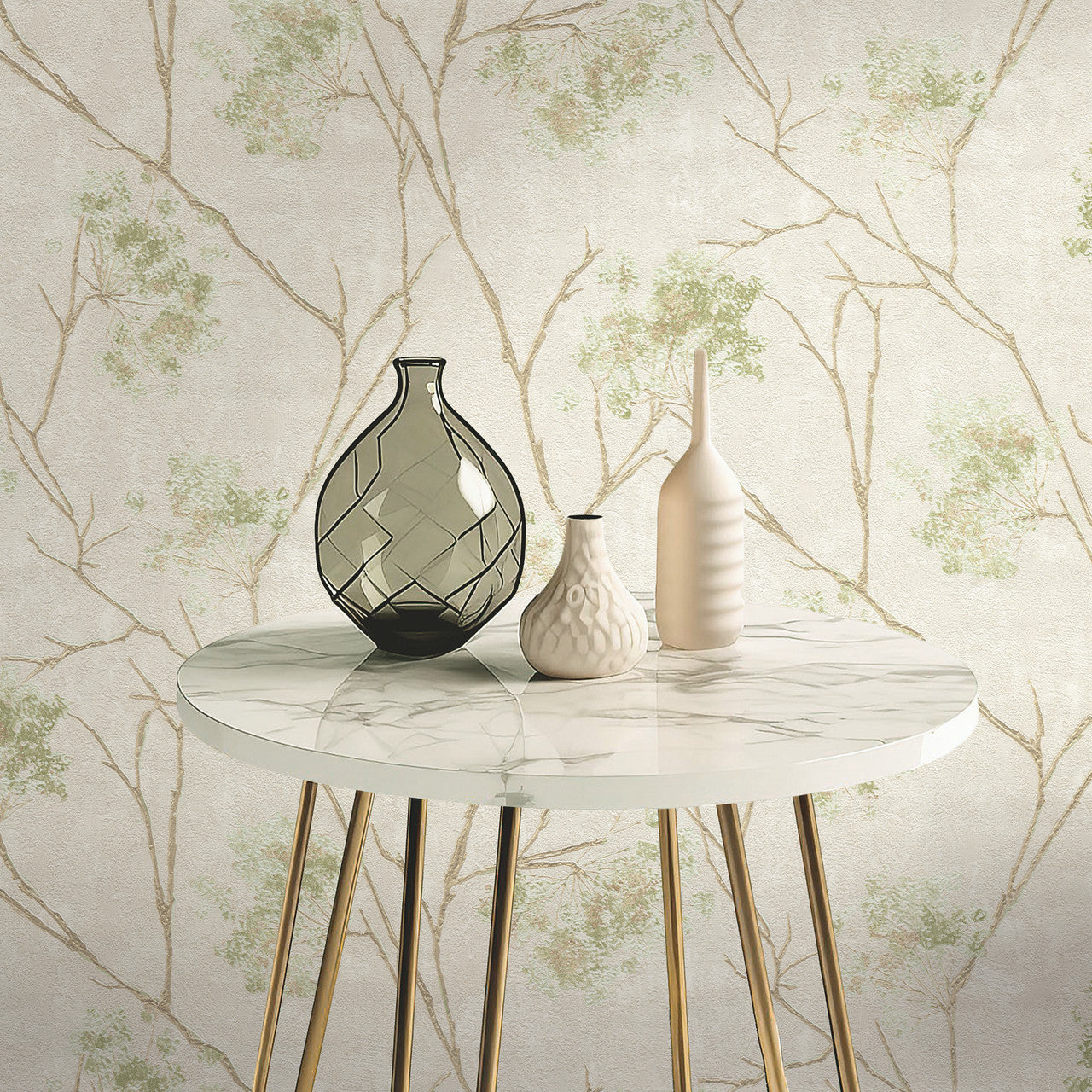 M95671 Sofia Sprig Green Vymura Wallpaper by Fine Decor