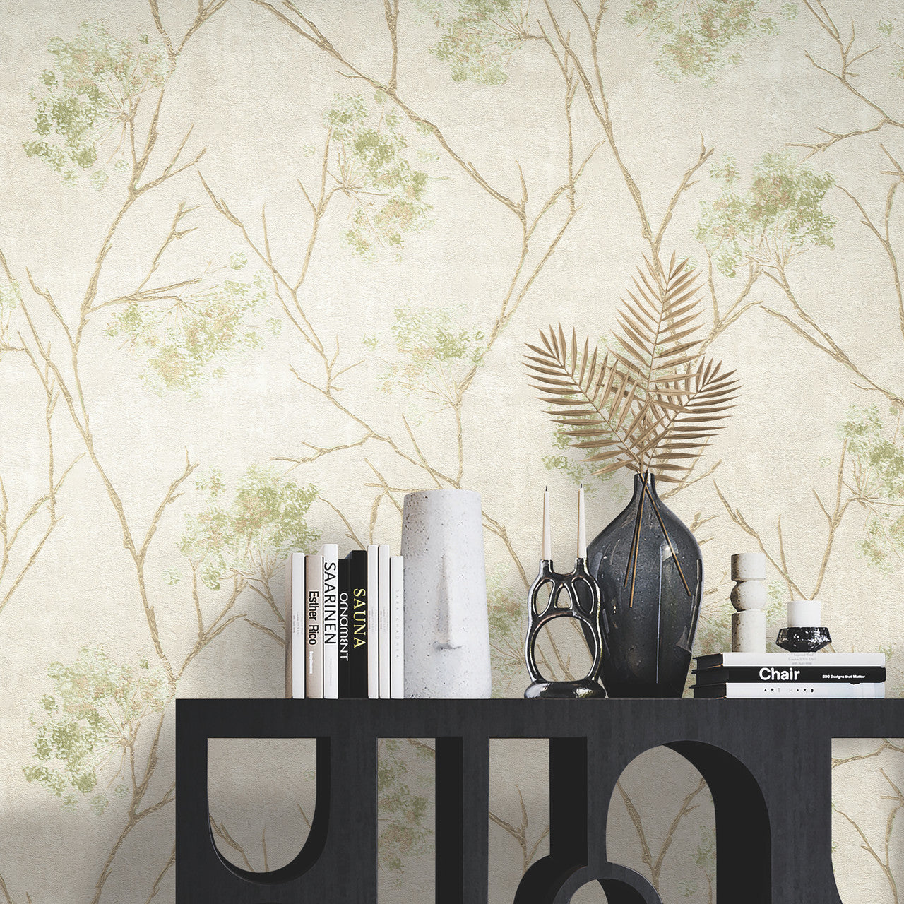 M95671 Sofia Sprig Green Vymura Wallpaper by Fine Decor