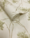 Sofia Sprig Green Vymura Wallpaper by Fine Decor