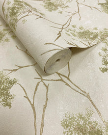 M95671 Sofia Sprig Green Vymura Wallpaper by Fine Decor