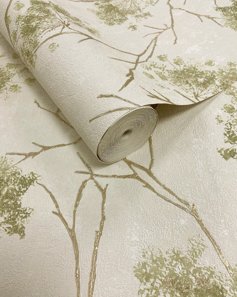 M95671 Sofia Sprig Green Vymura Wallpaper by Fine Decor