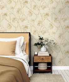 M95672 Sofia Sprig Gold Vymura Wallpaper by Fine Decor