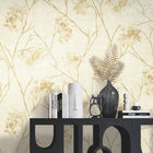 M95672 Sofia Sprig Gold Vymura Wallpaper by Fine Decor