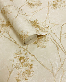 M95672 Sofia Sprig Gold Vymura Wallpaper by Fine Decor