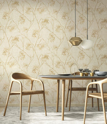 M95672 Sofia Sprig Gold Vymura Wallpaper by Fine Decor
