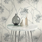 M95673 Sofia Sprig Silver Vymura Wallpaper by Fine Decor