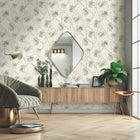 M95673 Sofia Sprig Silver Vymura Wallpaper by Fine Decor