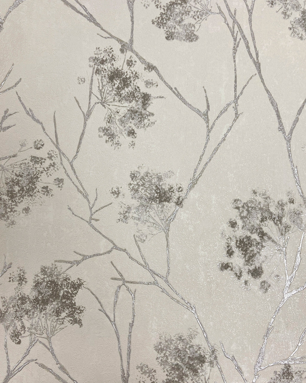 M95673 Sofia Sprig Silver Vymura Wallpaper by Fine Decor