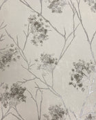 M95673 Sofia Sprig Silver Vymura Wallpaper by Fine Decor