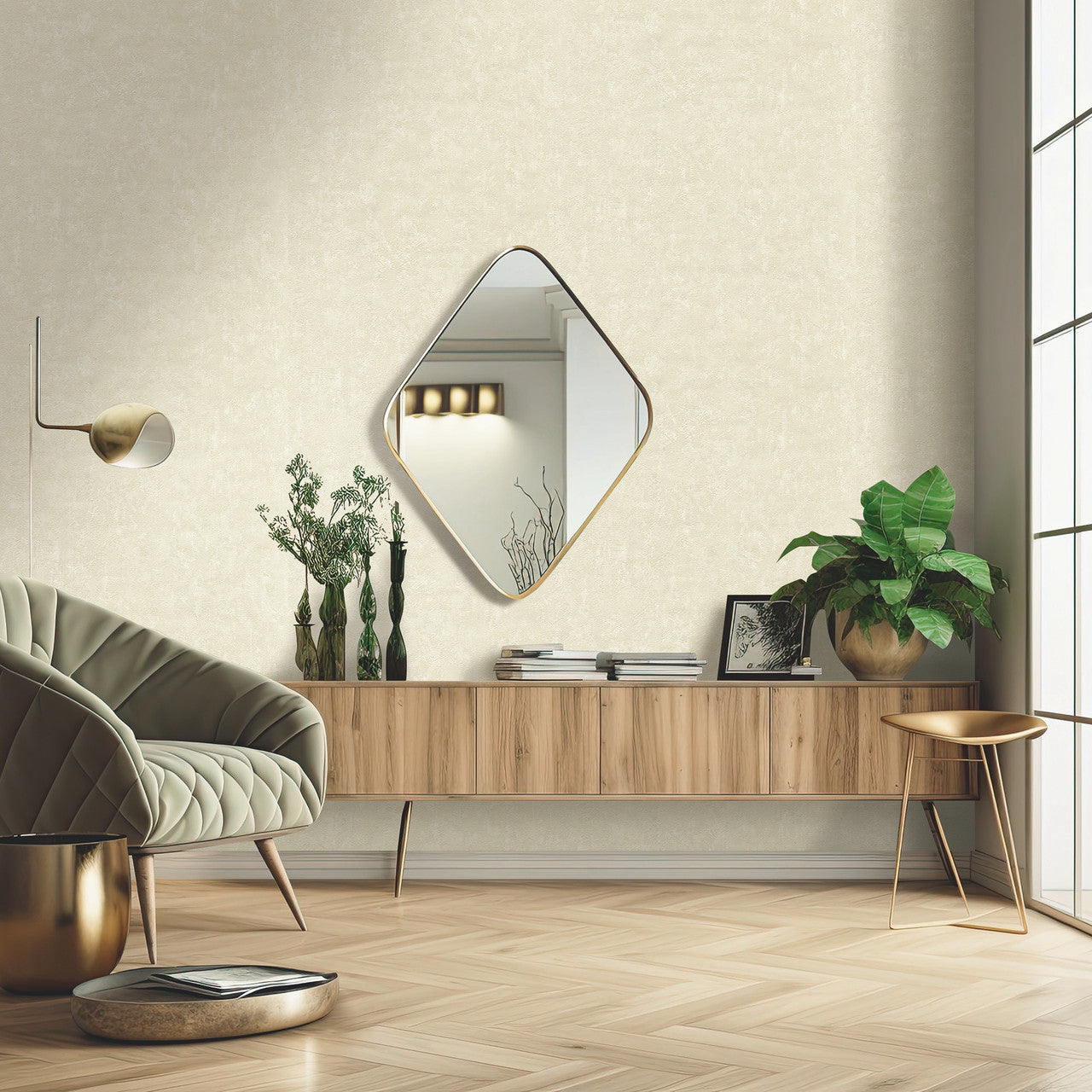 M95674 Sofia Texture Natural Vymura Wallpaper by Fine Decor