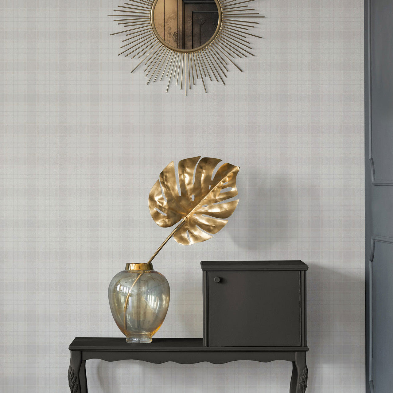 MC61003 Check Motif Maison Charme Wallpaper By Galerie