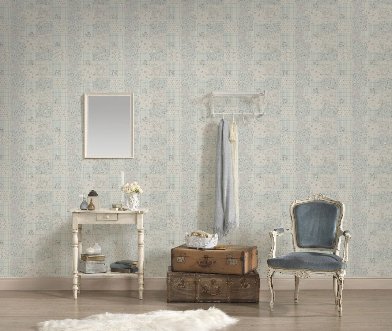 MC61044 Patchwork Vintage Floral Motif Maison Charme Wallpaper By Galerie