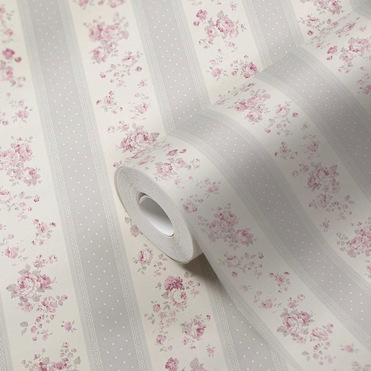 MC61049 Vintage Rose Stripe Motif Maison Charme Wallpaper By Galerie