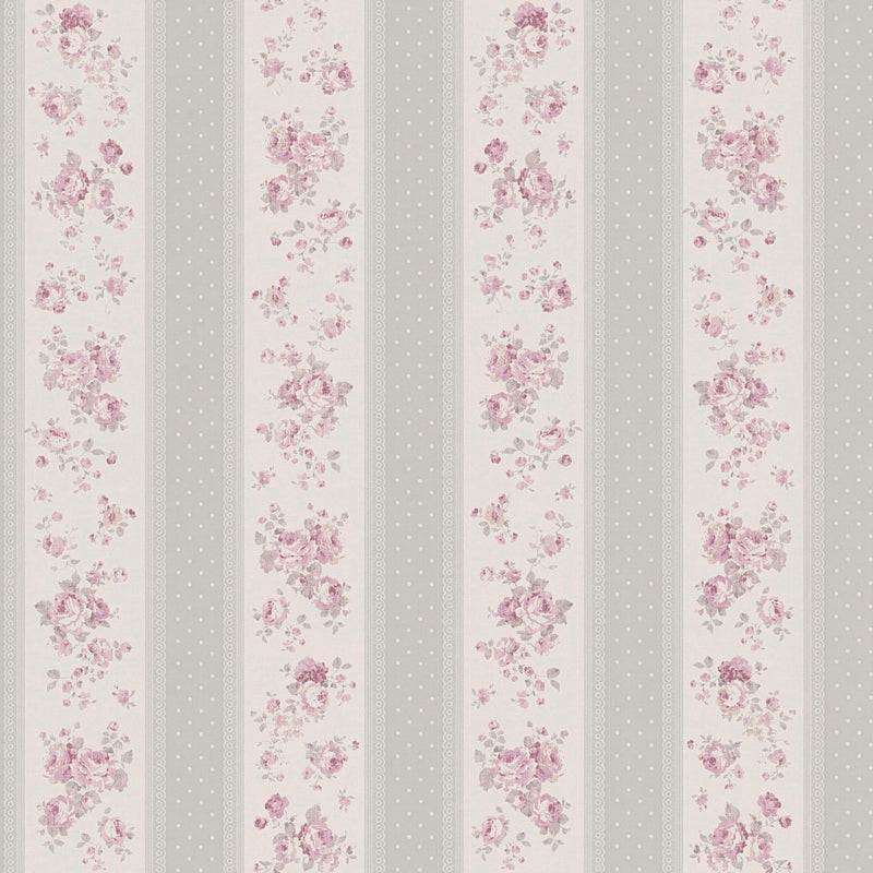 MC61049 Vintage Rose Stripe Motif Maison Charme Wallpaper By Galerie