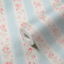 MC61051 Vintage Rose Stripe Motif Maison Charme Wallpaper By Galerie
