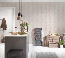 MC61053 Vintage Rose Stripe Motif Maison Charme Wallpaper By Galerie