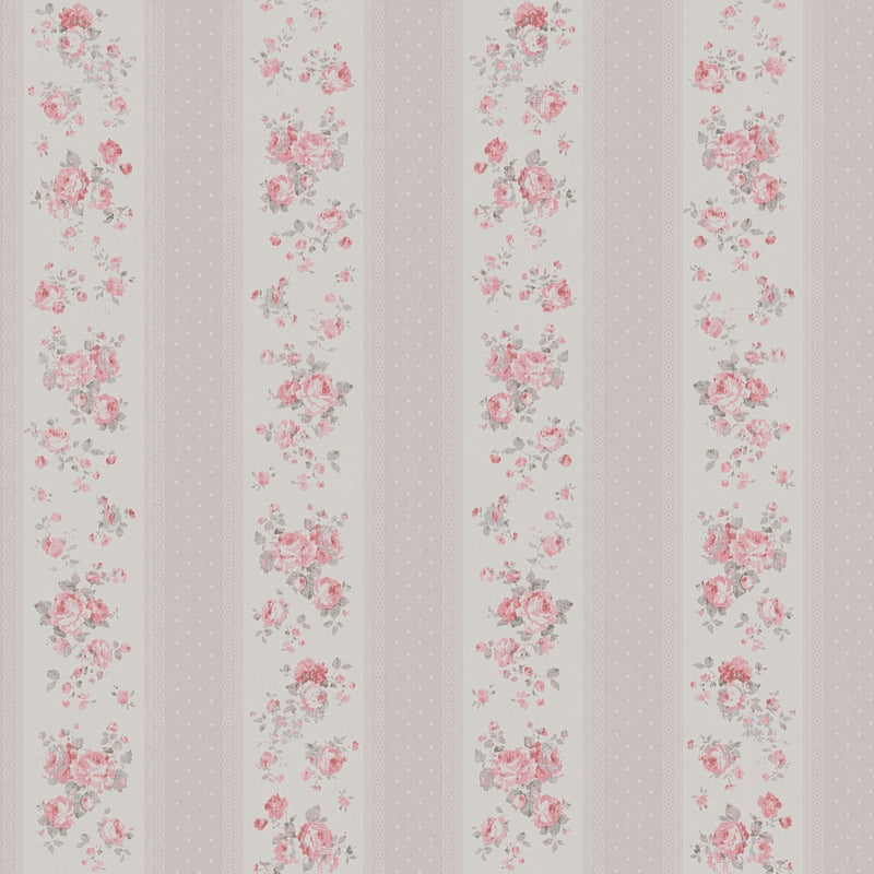 MC61053 Vintage Rose Stripe Motif Maison Charme Wallpaper By Galerie