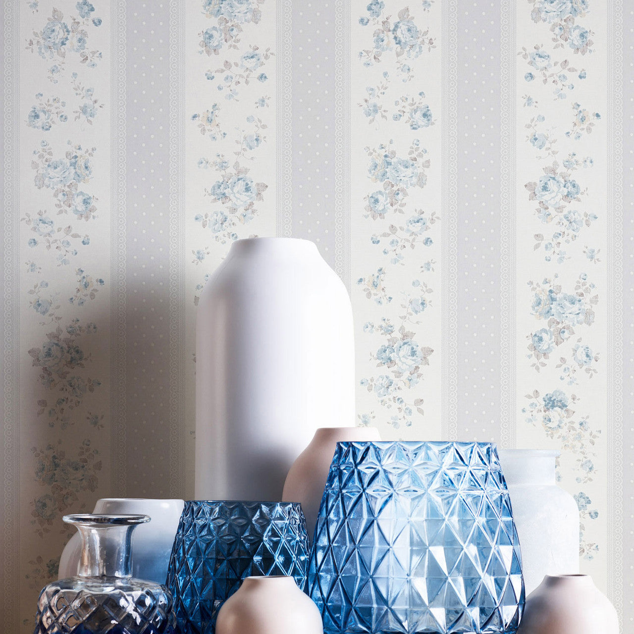 MC61055 Vintage Rose Stripe Motif Maison Charme Wallpaper By Galerie