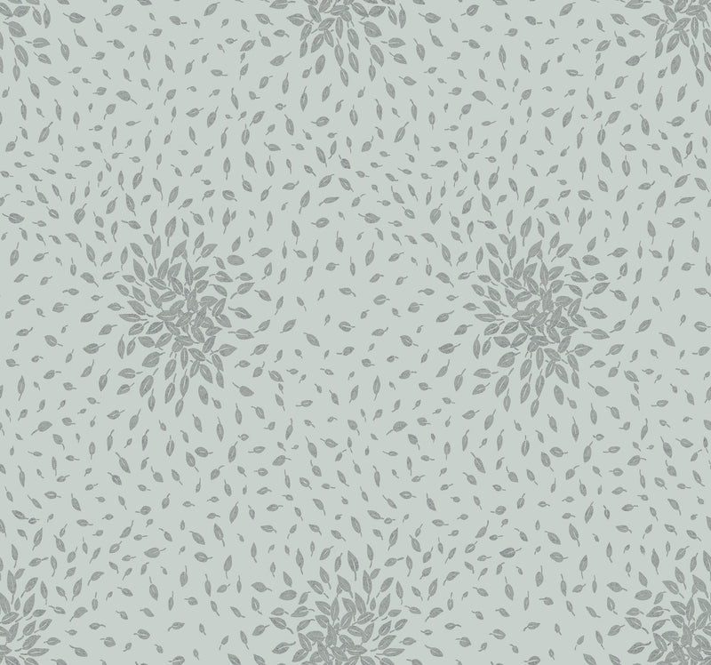 MD7101 Petite Leaves Spa & Silver Modern Metals Wallpaper by York Wallcoverings