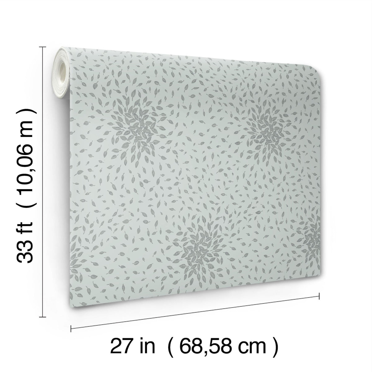 MD7101 Petite Leaves Spa & Silver Modern Metals Wallpaper by York Wallcoverings