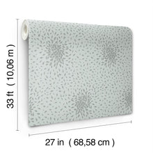 MD7101 Petite Leaves Spa & Silver Modern Metals Wallpaper by York Wallcoverings