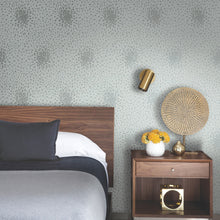 MD7101 Petite Leaves Spa & Silver Modern Metals Wallpaper by York Wallcoverings