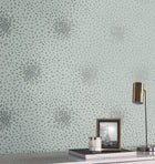 MD7101 Petite Leaves Spa & Silver Modern Metals Wallpaper by York Wallcoverings