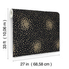 MD7102 Petite Leaves Black & Gold Modern Metals Wallpaper by York Wallcoverings