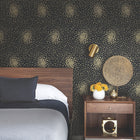 MD7102 Petite Leaves Black & Gold Modern Metals Wallpaper by York Wallcoverings