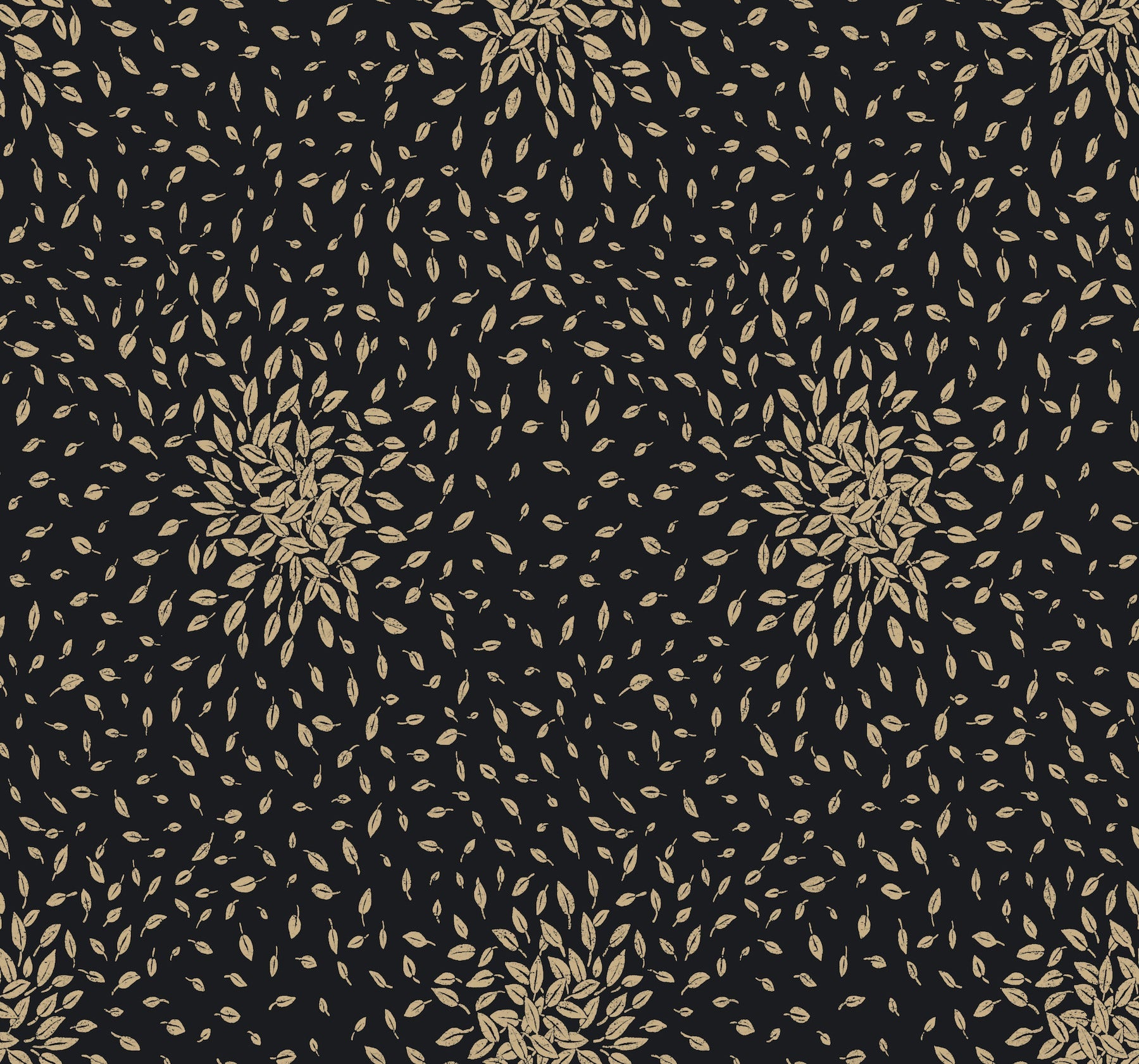 MD7102 Petite Leaves Black & Gold Modern Metals Wallpaper by York Wallcoverings