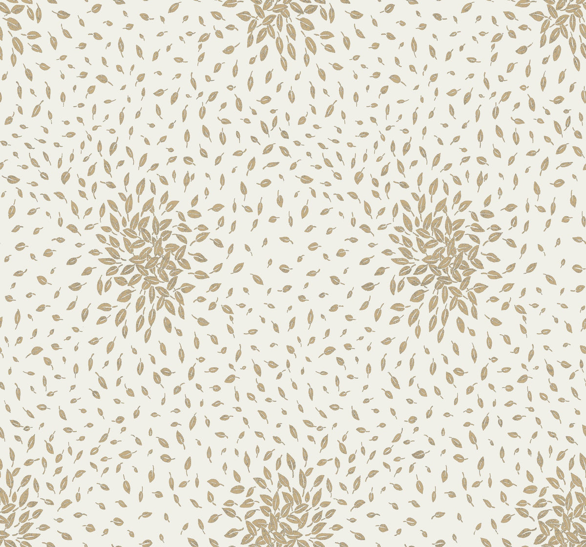MD7103 Petite Leaves Cream & Gold Modern Metals Wallpaper by York Wallcoverings