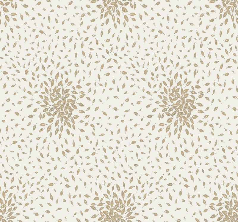 MD7103 Petite Leaves Cream & Gold Modern Metals Wallpaper by York Wallcoverings