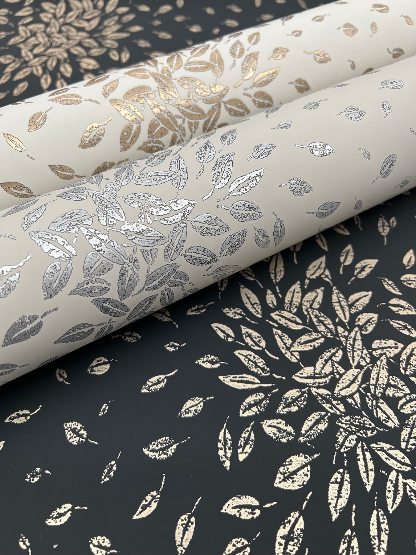 MD7103 Petite Leaves Cream & Gold Modern Metals Wallpaper by York Wallcoverings
