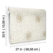 MD7103 Petite Leaves Cream & Gold Modern Metals Wallpaper by York Wallcoverings
