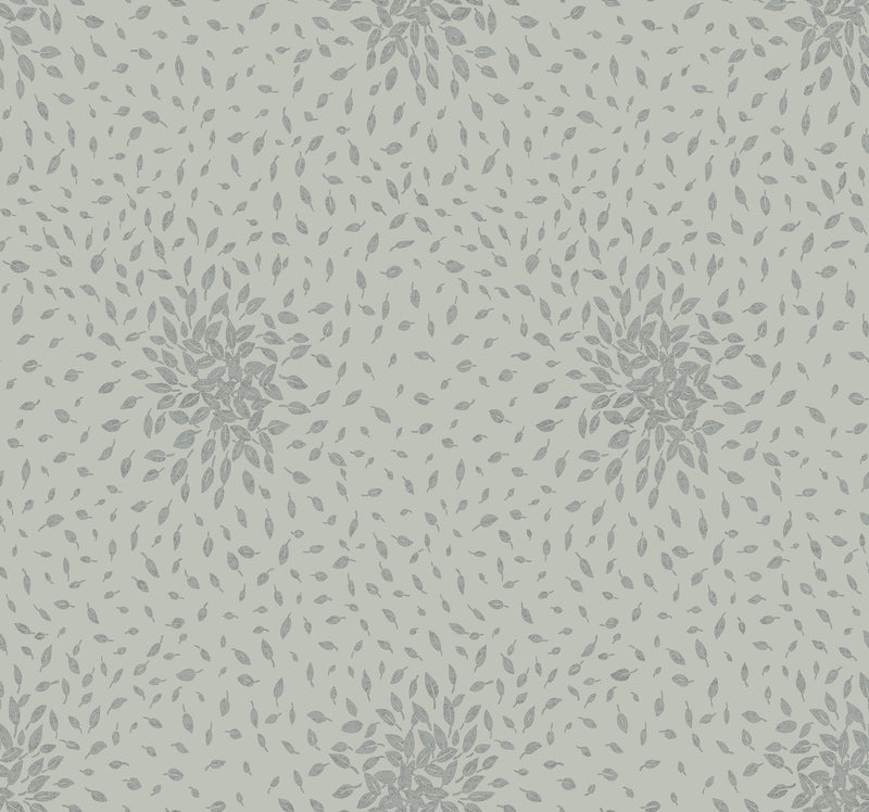 MD7104 Petite Leaves Eucalyptus & Silver Modern Metals Wallpaper by York Wallcoverings